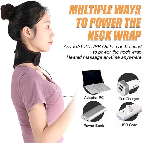 Portable Heating Pad for Neck with Massager Heated Neck Wrap for Neck Pain Relief 3 Adjustable Temperature and 4 Massage Modes Hot Compress Neck T...