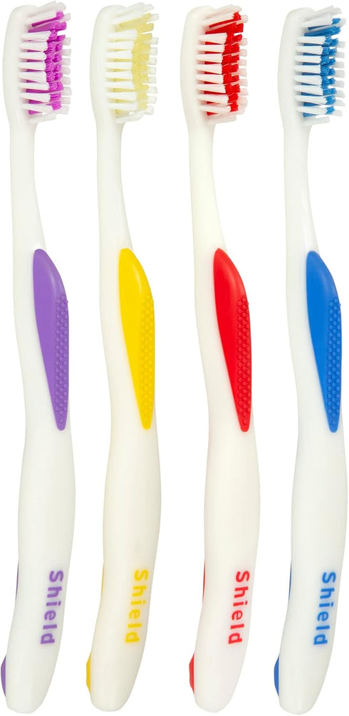 Sensation Expert Toothbrush with Care Cap for Deep Cleaning, Soft Rubber Handle, Medium Bristles, Ideal for Adults, 4 Count (Pack of 1)...