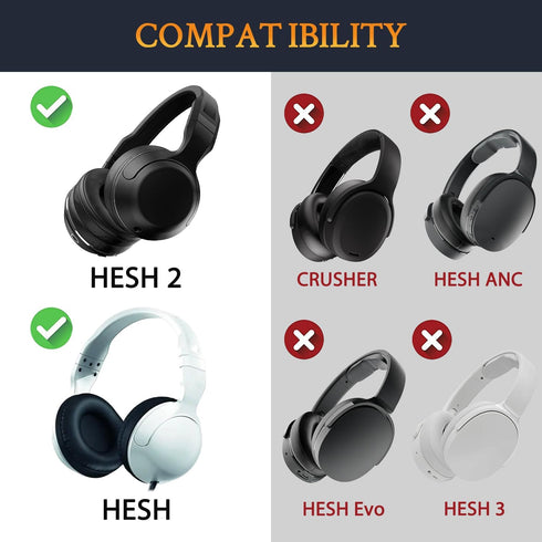 SOULWIT Cooling-Gel Earpads Replacement for Skullcandy Hesh & Hesh 2 Wireless Over-Ear Headphones, Ear Pads Cushions with Noise Isolation Foam - B...