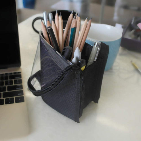 ANEMEL Black Travel Makeup Brush Holder 2-Pack, Organizer Bag Clear Plastic Cosmetic Zipper Pouch Portable Waterproof Dust-Free Stand-Up Small Toi...
