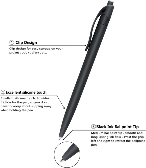 Aozora Pens Bulk 30 Pack Black Click Pens No Bleed Wholesale Retractable Ballpoint Pens Medium Point,Smooth Ink Pens for Journaling School Office ...