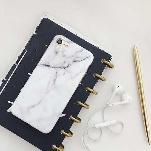 for iPhone 8 Case, iPhone 7 Case, iPhone SE Case, White Grey Marble Pattern Design, Slim Fit Soft TPU Full-Body Protective Cover Case for iPhone S...