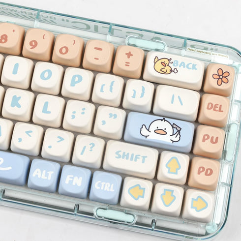 Sumgsn MOA Profile Keycaps 138 Keys Yellow Cute Duck PBT DYE-SYB Keycap for Mx Cherry Mechanical Keyboard GH60 GK64 FC660M RK860 RK987 RK61...