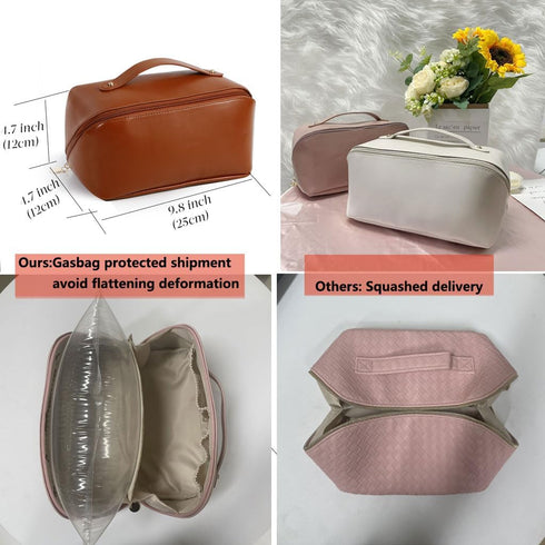Large Capacity Travel Cosmetic Bag for Women,Makeup Bag Travelling PU Leather Cosmetic Bag Waterproof,Multifunctional Storage Travel Toiletry Bag ...