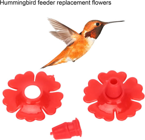 Hummingbird Feeder Flower Shape Feeder 30 Sets, Hummingbird Feeders Replacement Flowers Solid Plastic Hanging Bird Feeding Ports Replacement Parts...