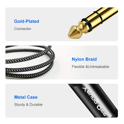 3.5mm to 6.35mm Stereo Audio Cable 10 ft, 1/4 to 1/8 Audio Cable,3.5mm Male to 6.35mm Male TRS Nylon Braid Cable Compatible for iPod, Laptop,Home ...