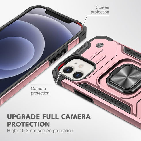 HNHYGETE for iPhone 12 Case, iPhone 12 Pro Case with Screen Protector: (Heavy Duty) Military Grade 360° Rotatable Kickstand Shockproof Protective ...