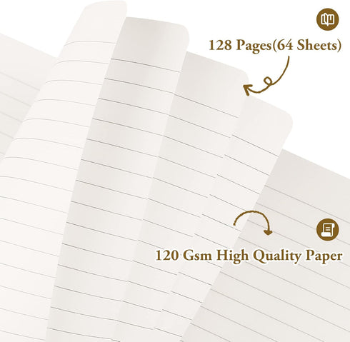 Huhuhero Notebook Journal, Lined Ruled Journal, Hardcover 120Gsm Premium Thick Paper with Faux Leather Notebook for Journaling Writing Note Taking...