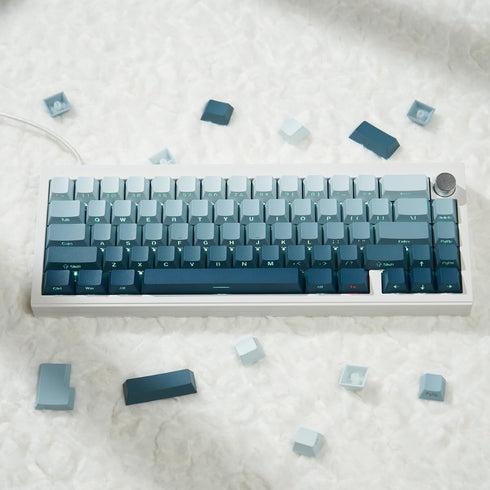 Blue Gradient Double Shot Keycap,PBT Side Printed Keycaps, Backlit Keycaps, Shine Through Keycaps, 136 Keys Cherry Profile Keycaps Set for Mechani...