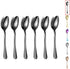 Black Teaspoons, Kyraton 6 Pieces 6.7" Stainless Steel Tea Spoons With Black Titanium Plating, Ice Cream Spoons, Dessert Spoon, Coffee Spoon,Golde...