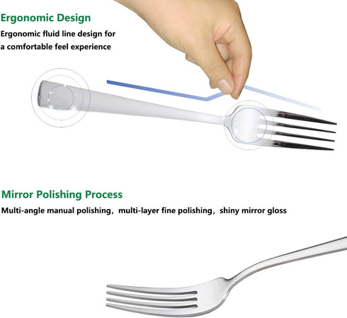 faderic Dinner Forks Set of 6, Table Forks, Stainless Steel Fork, 8-Inch,Silver, Square handle...