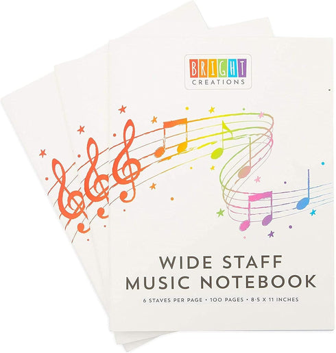 Bright Creations Music Composition Notebooks, Manuscript Staff Paper for Kids, 50 Sheets (3 Pack)...