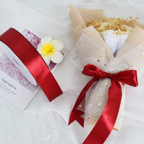 TONIFUL 1-1/2 Inch (40mm) x 100 Yards Dark Red Claret Wide Satin Ribbon Solid Fabric Ribbon for Gift Wrapping Chair Sash Valentine's Day Wedding B...