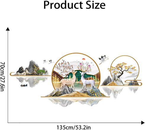 Chinese Style Landscape Wall Stickers,Plum Deer Vinyl Removable Large Wall Decals Art Decorations for Living Room Bedroom Home Decor (Chinese Plum...