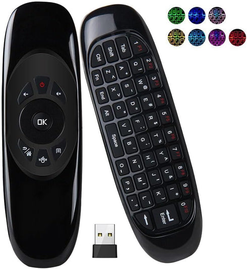 iPazzPort(7-Colors Backlit) Mini Wireless Keyboard Air Mouse Combo, 2.4G USB Dongle,Built in Rechargeable Battery,for PC,Desktop,Computer,Laptop,S...