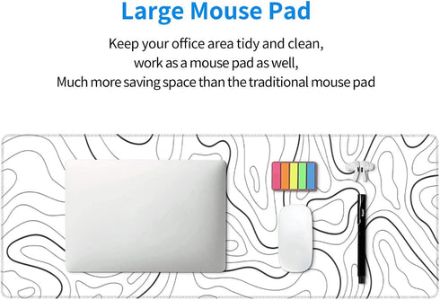 White Mouse Pad Extended Gaming Mouse Pad for Desk 31.5 x 11.8 Inch Black and White Mousepad Topographic Mouse Pad with Anti-Slip Rubber Base for ...