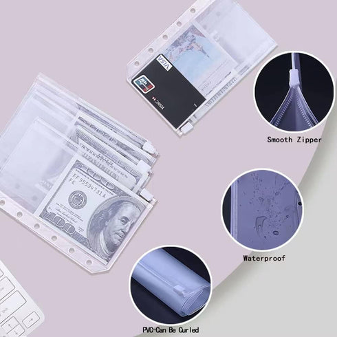 A7 Budget Binder Set - Mini Money Organizer for Cash Saving, Cash Stuffing Envelope System, Planner Binders with Pockets, Sheets and Stickers, Bla...