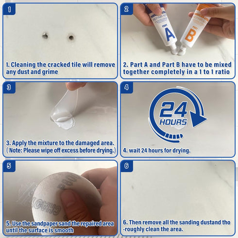 Tile Repair Kit, Ceramic Tile Repair Kit(Cream), Ceramic Repair Kit, Ceramic Tile Repair Filler - Quickly Fix Tile Chips, Cracks and Holes. for Ce...