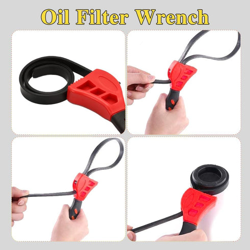 2PCS Oil Filter Wrench Set, Car Rubber Strap Wrenches, Adjustable Rubber Strap Wrench, 6In+ 8In Automotive Multifunctional Belt Wrench Fit Mechani...