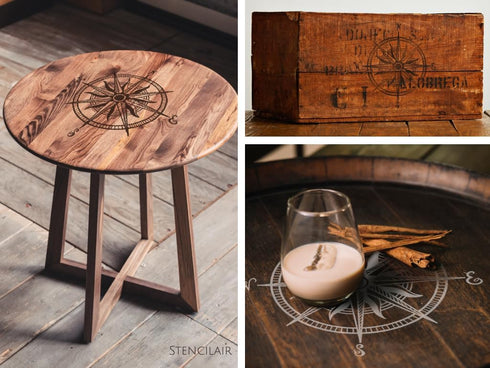 Nautical Compass Rose Stencil 12-Inch - Reusable DIY Crafts, Laser-Cut Mylar for Wall Decor, Signs & More...