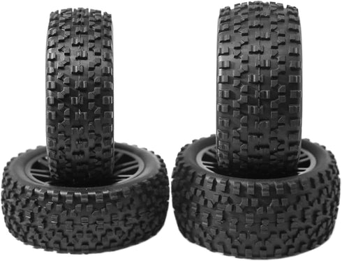 12mm Hex Wheel Rims Mesh Shape Rubber Tires with Sponge 88mm/3.46" Replacement for 1/10 RC Off-Road Car Truck Monster,Black...