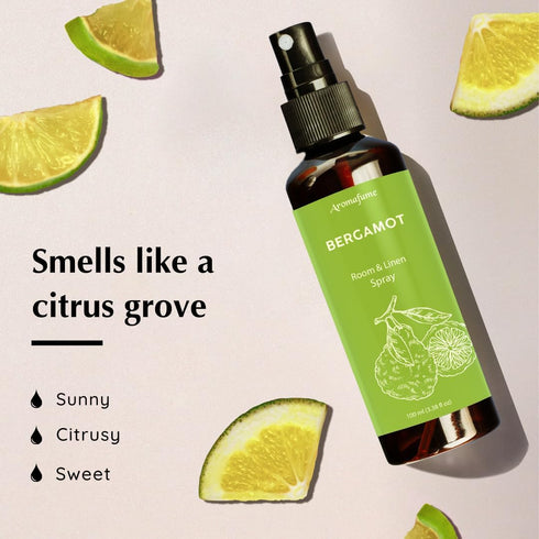 Bergamot Room, Linen & Pillow Spray by Aromafume | 100ml/3.38 fl oz | with Pure Bergamot Essential Oil | Aromatherapy Spray for Relaxation, Sleep ...