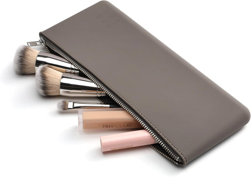 BEZOX Makeup Brush Holder - Stylish Silicone Make Up Brushes Case Organizer, Zipper Cosmetic Brush Bag Pouch for Travel - Light Brown...