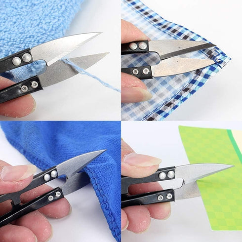 2PCS Metal U-shaped Grip Sewing Scissors Yarn Thread Tailors Cutter Mini Small Snips Trimming Nipper - Great for Stitch,DIY Supplies (Color Random...