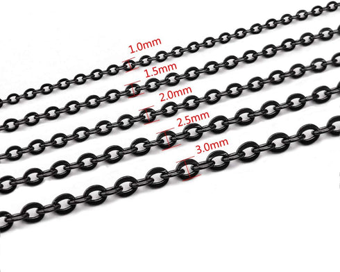 33 Feet Black Stainless Steel Flat Cable Chains Link Spool Bulk with 20 Lobster Clasps and 50 Jump Rings for Pendant Necklace Jewelry DIY Making...