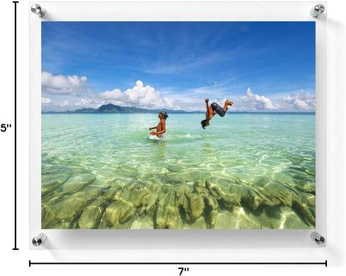 5x7 Floating Acrylic Picture Frame With Chrome Standoff Double Panel Wall Mount Photo Frame for Picture Up To inches (5x7)...