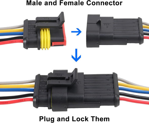 5Pair 5Pin Connector Waterproof Electrical 5 Pin Plug Auto Electrical Wire Connectors Quick Disconnect Automotive Wire Connectors Marine for Car, ...