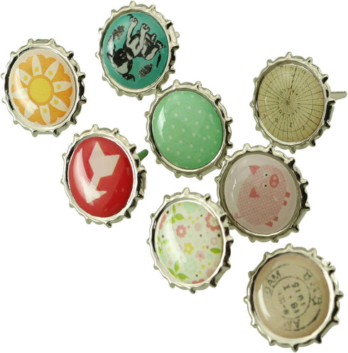 Paper Fasteners FMHXG 50pcs 9mm Round Mixed Pattern Brads Metal Scrapbooking Mini Brads Paper Fasteners for Scrapbooking Crafts Metal Crafts Decor...