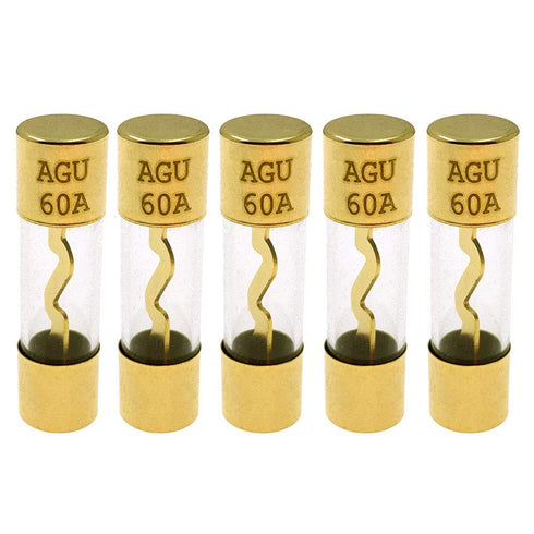 Yoiilnz(Pack of 5 Pcs) AGU 60A Gold Standard Glass Fuses 60Amp Car Stereo Fuses...