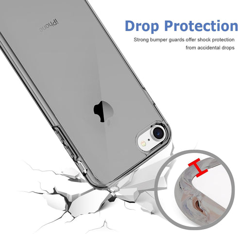 TENOC Phone Case Compatible with iPhone SE (2nd 2020 and 3rd 2022 Generation) & iPhone 7 & iPhone 8, Gray Case Clear Shockproof Protective Bumper ...