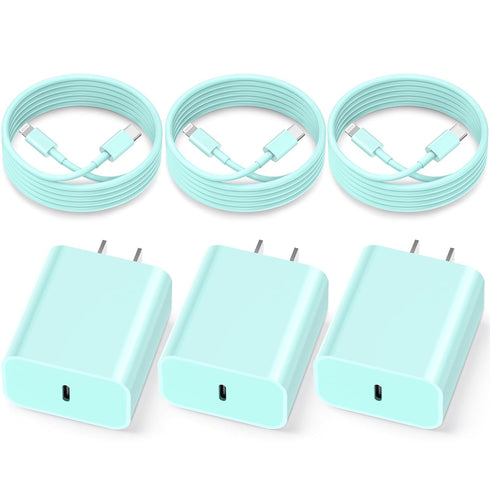 for iPhone Fast Charger?MFi Certified? 3 Pack 20W PD USB C Wall Charger Adapter with 6FT USB C to ightning Cord Fast Charging Cable Compatible wit...