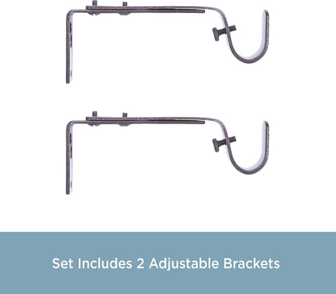 Kenney Adjustable Curtain Rod Brackets, Mocha (2-Pack)...
