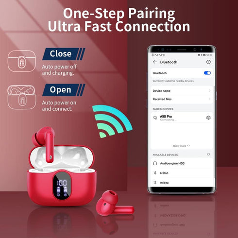 Wireless Earbuds Bluetooth 5.3 Headphones Bass Stereo Ear Buds with Noise Cancelling Mic LED Display in Ear Earphones IP7 Waterproof 36H Playtime ...