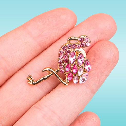 SaiDian 2Pcs Crystal Rhinestone Flamingo Brooch Pin Pink Bird Enamel Collar Lapel Corsage Badge For Women...