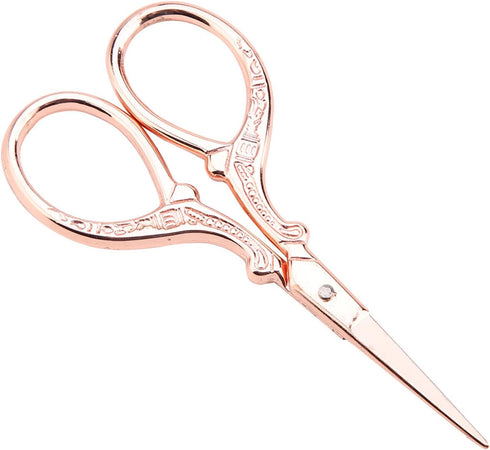 Antique Style Stitch Embossed Stainless Steel Scissors, Cutting Scissors Handle For Diy And Artwork Metal Scissors(Rose Gold)...