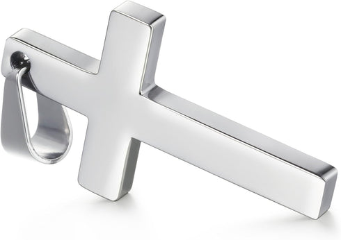 FIBO STEEL Stainless Steel Cross Pendant Chain Necklace for Men Women, 22-30 Inches...