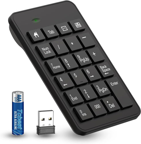 Wireless Number Pad with Battery, Enhanced Efficiency with 23 Keys Numeric Keypad Upgraded Version of 10 key USB Keyboard Financial Accounting Num...