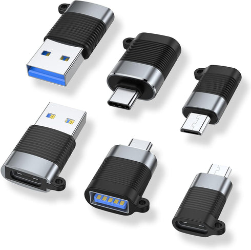 AreMe USB C Adapter (6 Pack), Micro USB Male to USB C Female, USB 3.0 Male to USB C Female, USB Type-C Male to USB 3.0 Female Converter Connector...