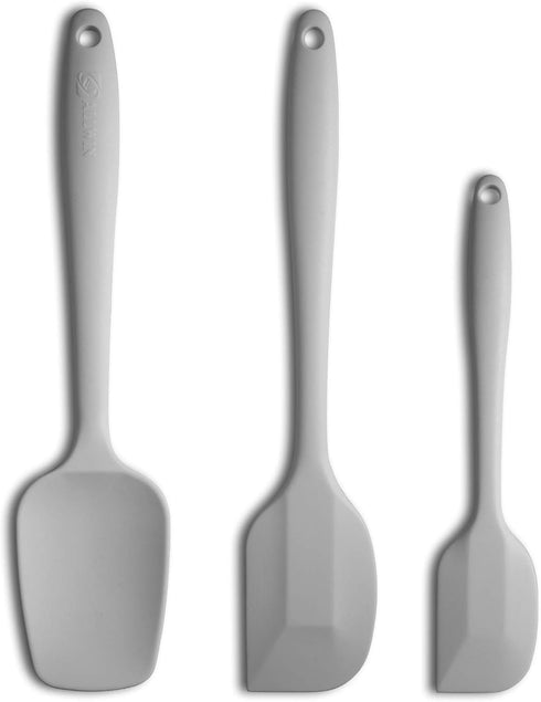 Silicone Spatula 3-piece Set, Ergonomic Handle High Heat-Resistant Spatulas, Non-stick Rubber Spatulas with Stainless Steel Core, Light Grey...
