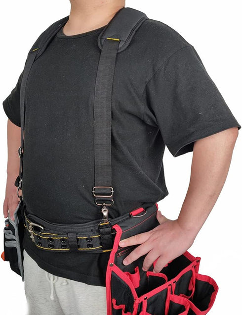 AISENIN Heavy-Duty Tool Belt Suspenders for Men, 3 Point Padded Suspenders Construction Suspender for Tool Belt...