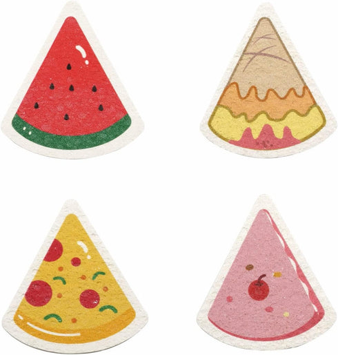Sponges, Kitchen Sponges for Dishes, Natural Wood Pulp Sponge, Pack of 4 Cute Shaped Compressed Multipurpose Non-Scratch Sponges for Cleaning...