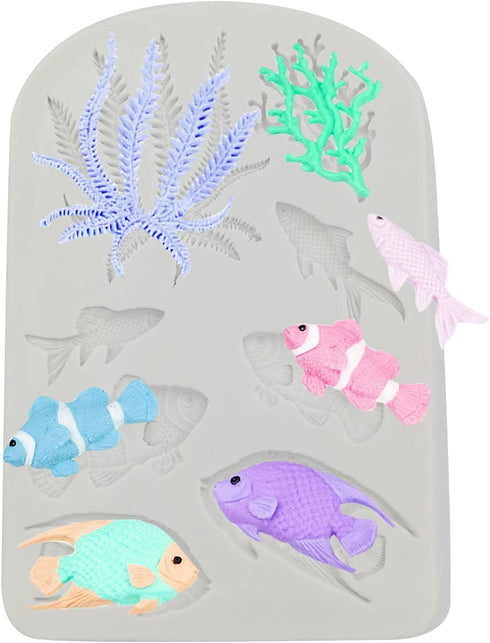 Marine Theme Cake Fondant Silicone Mold, Fish,Seaweed,Coral Under the Sea Style Handmade Pastry Baking Molds for Cookie Chocolate Candy Decoration...