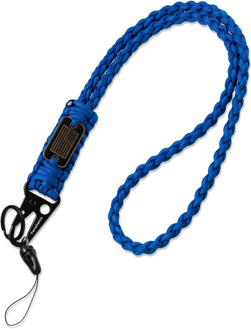 Paracord Key Lanyard for Men/Women, Heavy Duty Lanyard for Keys/Id Badges with Cool USA Flag, Military Braided Tactical Neck Lanyard Keychain for ...