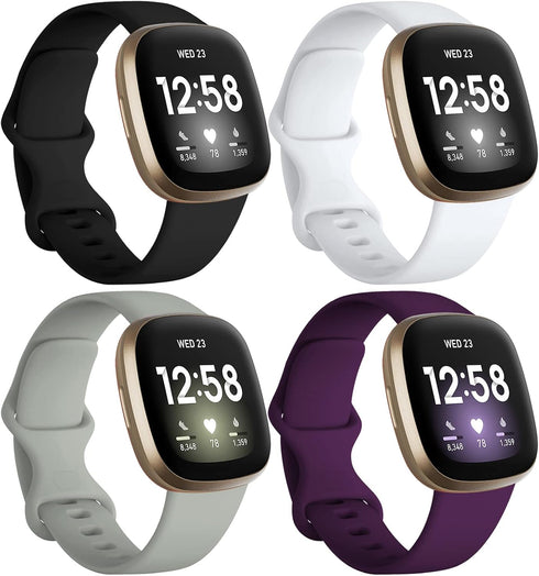 Dirrelo 4 Pack Bands Compatible with Fitbit Versa 3 / Sense, Soft TPU Sport Strap Replacement Smartwatch Wristband for Women Men Colorfull Accesso...