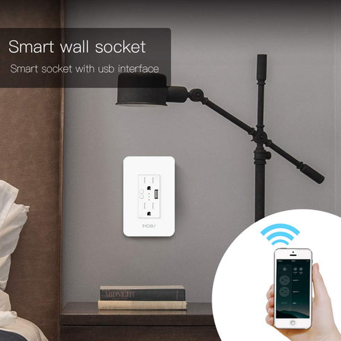 MOES WiFi Smart Wall Outlet,15A Divided Control 2 in Wall Socket with USB Interface,Smart Life/Tuya APP Remote Control Compatible with Alexa and G...
