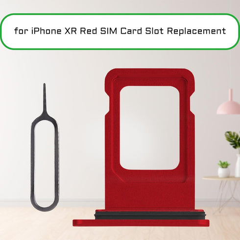for iPhone XR Red SIM Card Slot Replacement Single SIM Version Card Tray Holder Adapter with Waterproof Rubber Ring Repair Tool Fix Kit Needle Eje...